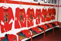 Home teams changing room ready for players to arrive